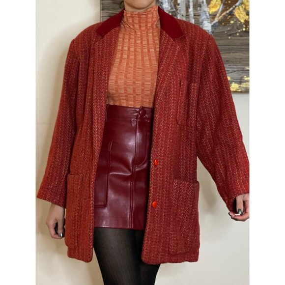SOLD (VINTAGE) Album by Kenzo 90's Velvet Neck Oversized Jacket (S) - Picture 1 of 8